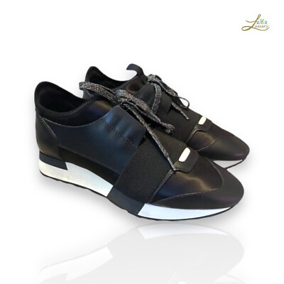 Balenciaga Race Runner Damen Sneaker - Schwarz Leder & Mesh, Gr. 38 (UK 5)