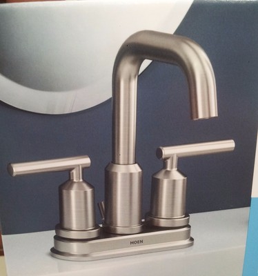 Moen Gibson Spot Resist Brushed Nickel Two Handle Bathroom Faucet #