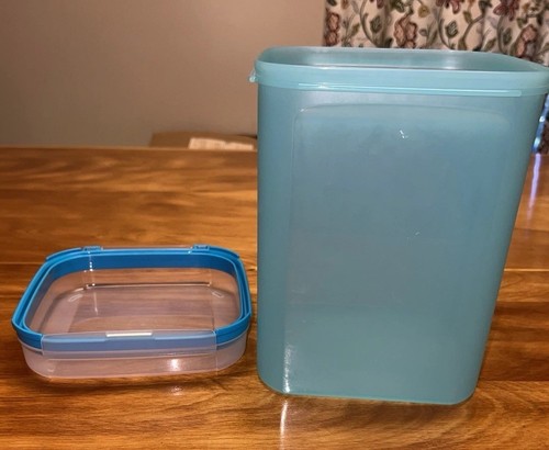 TUPPERWARE Modular Mate Square Aqua Easy Open Lid NEW-23 Cup Bread Cookies Snack - Picture 10 of 10