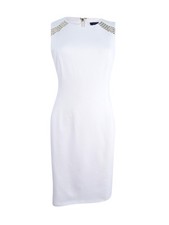Tommy Hilfiger Women's Studded Sheath Dress (6, Ivory)