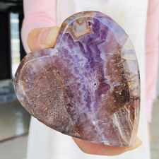208g Natural Amethyst Agate Quartz Crystal Love Heart Mineral Healing X876