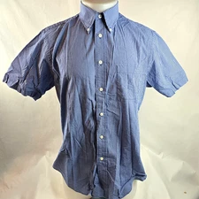 Brooks Brothers Shirt Mens Medium Blue Check Regent 1818 Cotton Button Up Casual