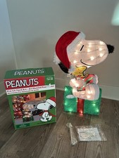 Peanuts Snoopy Woodstock Pre-lit Christmas Yard Art 24" Rare
