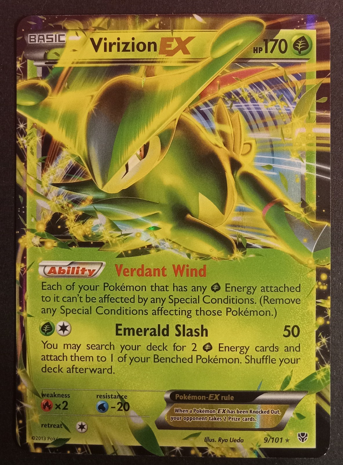 Pokémon TCG Virizion EX 9/101 Plasma Blast Ultra Rare Holo Lightly Played+