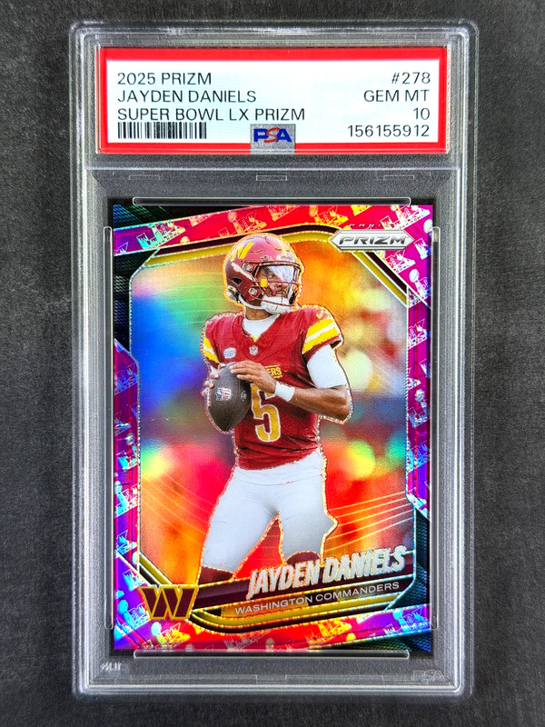 2025 Panini Prizm #278 Jayden Daniels Super Bowl LX Prizm /60 PSA 10 Gem Mint