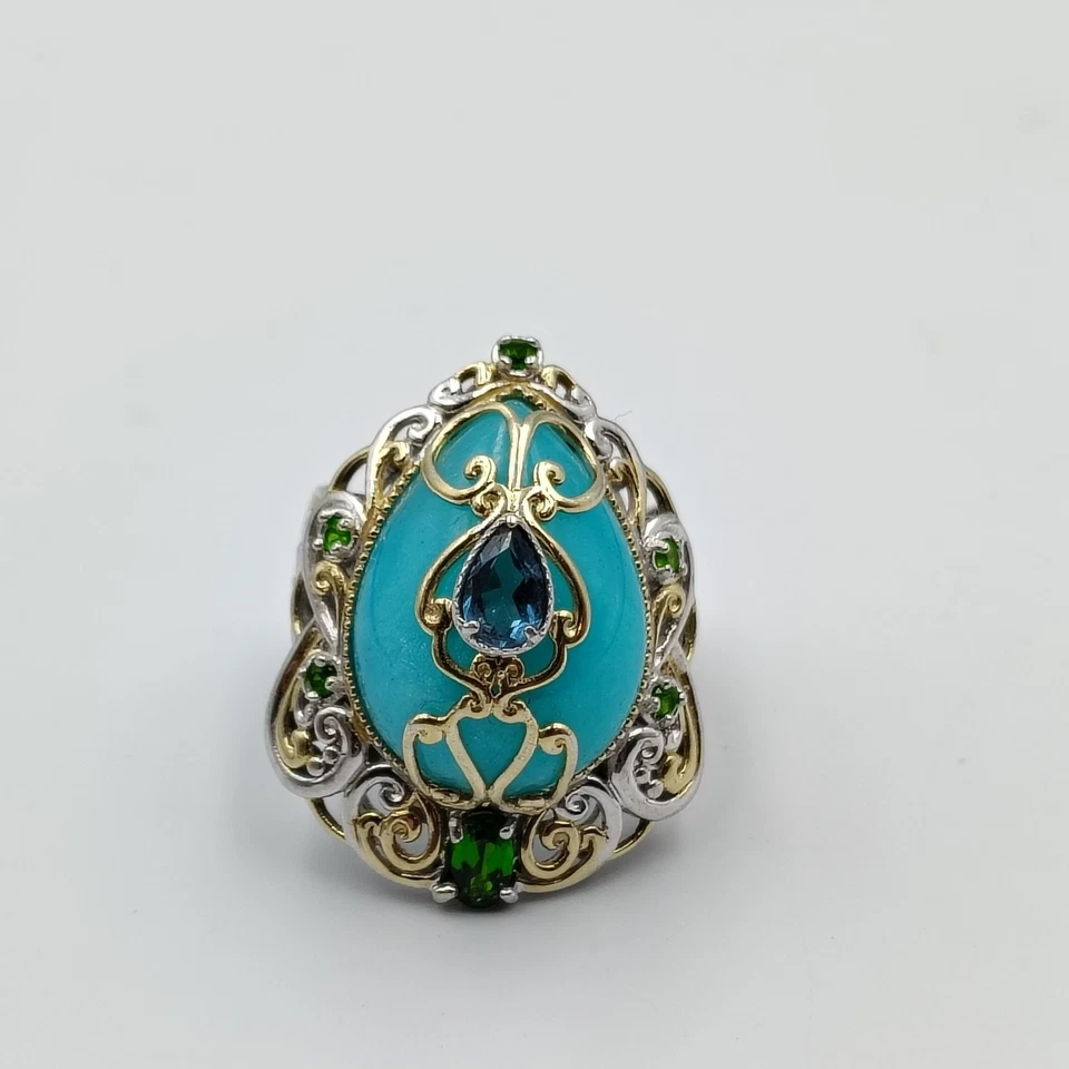 Anillo Michael Valitutti Gemas En Vogue Plata de Ley 925 Amazonita Topacio Talla 8 Foto 2 de 4