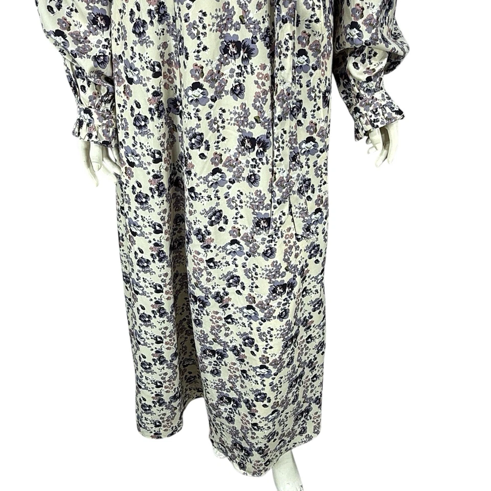 Vestido Rosa Sin Fin Para Mujer Grande Floral Maxi Envolvente Cottagecore Romántico Forrado Puff Foto 4 de 4