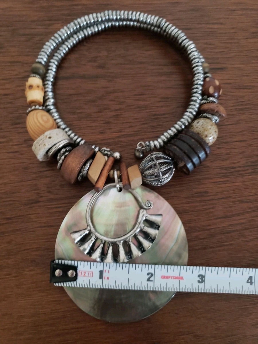 Vtg Beaded Choker Necklace Lot -Abalone Treska & 2 Unbranded - Boho/Gothic View 6
