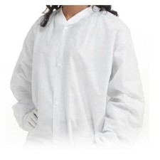 Case of 50 Disposable Lab Coats Knitted Cuffs Collar SMALL