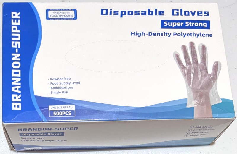 Brandon Super Strong 500 pc Food Prep Plastic Food Safe Gloves Food Handling NIB
