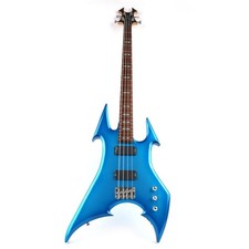 Warlock Style 4 String Electric Bass Guitar Metallic Blue Finish Bullhead 24F