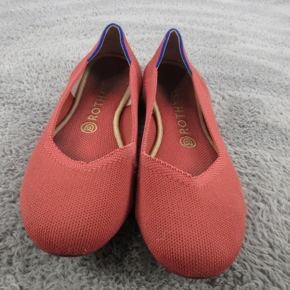 Rothy's The Flat Shoes Womens Size 8.5 Coral Red Knit Washable Ballet Recycled - Image 4 of 4