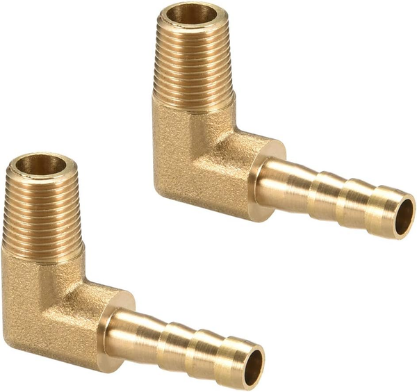 2Stk. Messing Barb Schlauch 90 Grad Ellbogen 6Mm Widerhaken Auf 1/8 PT Rohradapt-image