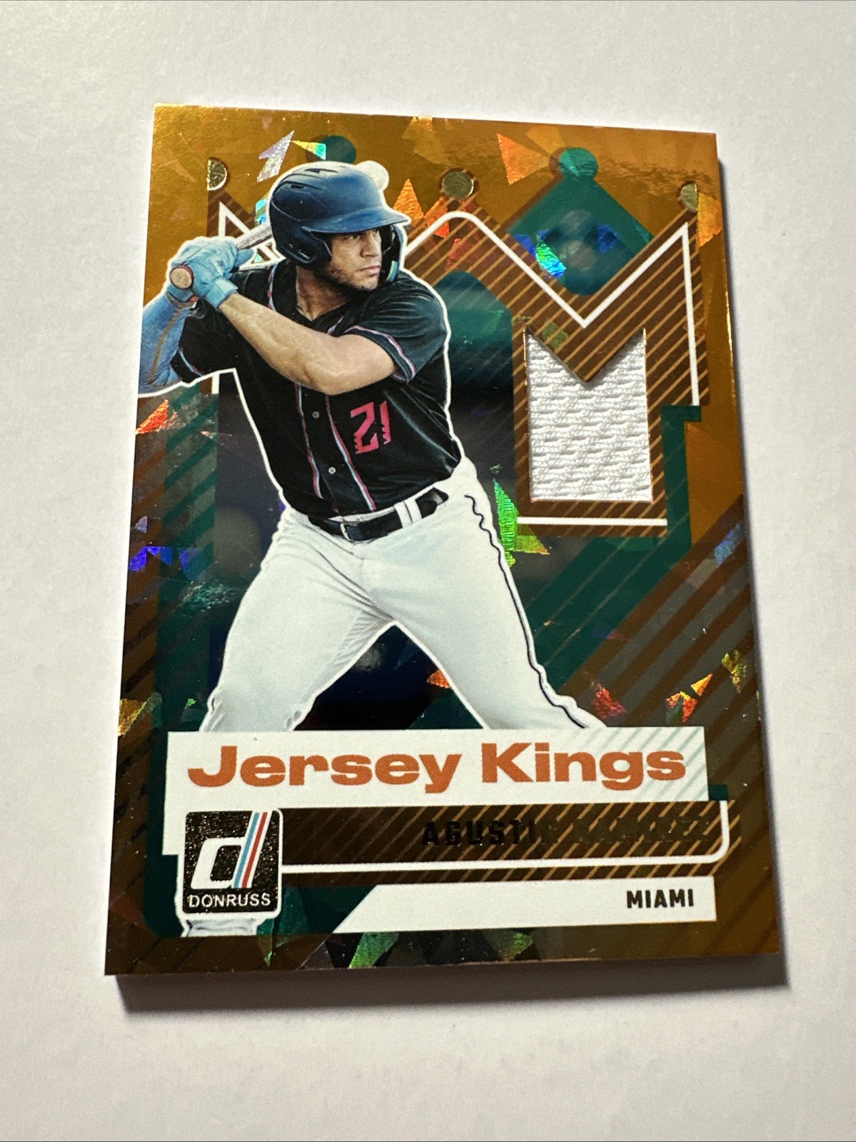 2025 Donruss #JK-AR Agustin Ramirez Jersey King Orange Cracked Ice