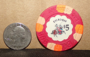 Excalibur 5 Dollar Casino Chip, Free Shipping