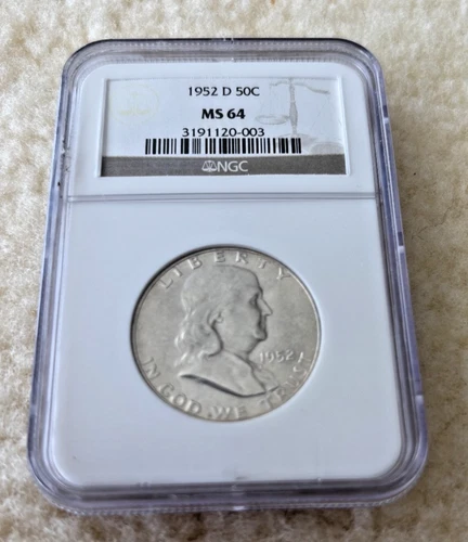 1952 D FRANKLIN HALF DOLLAR NGC MS64 - UNCIRCULATED - 50C