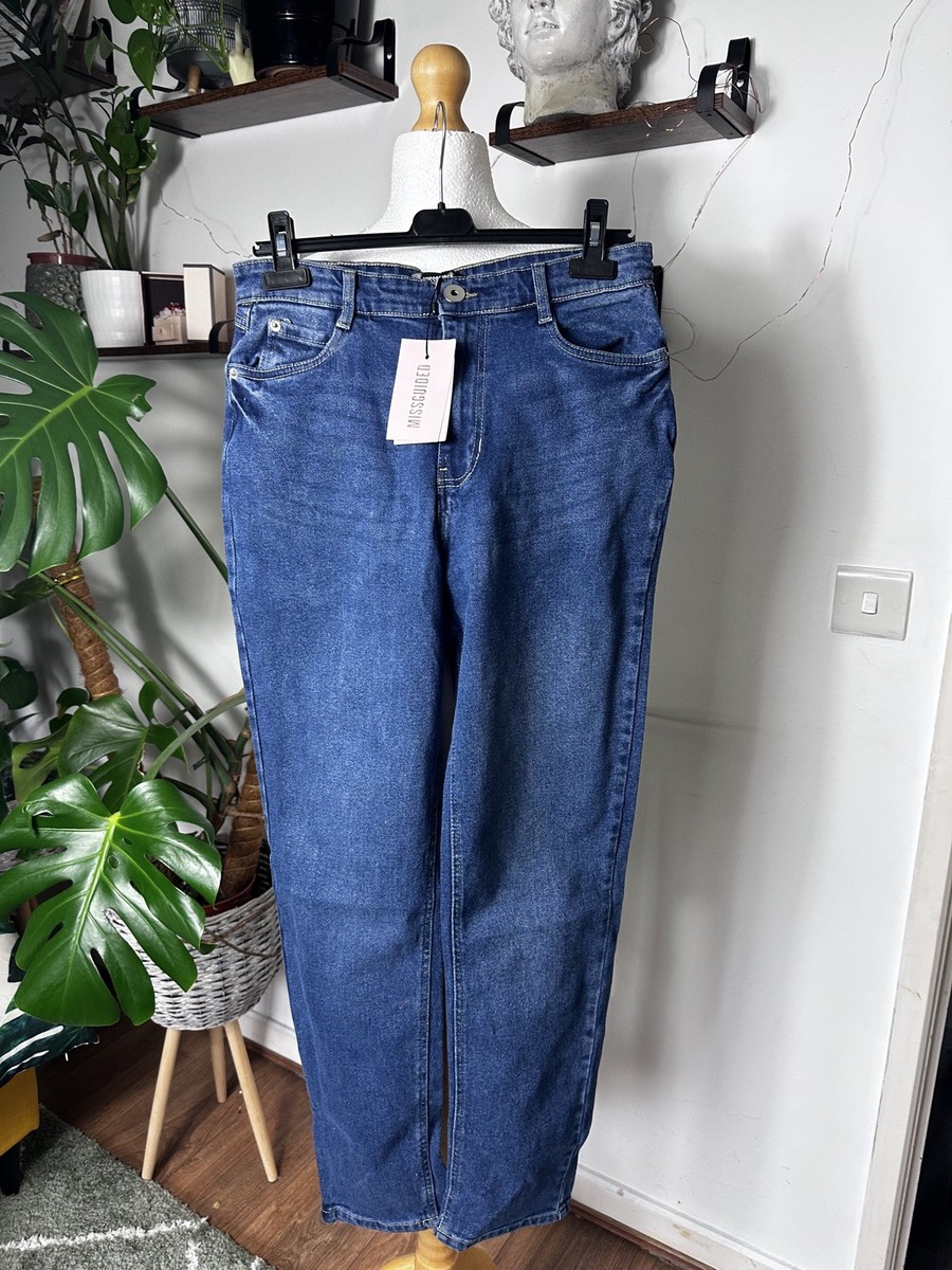 Missguided Ripped Straight Leg Jeans Size High Waisted