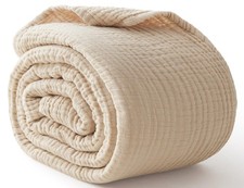 100 Cotton Muslin Blanket Queen 90 x 90, 6 Layers Breathable and Lightweight ...