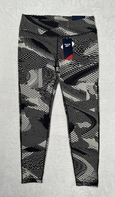 Reebok Lux Tight Leggings Womens Size Large Abstract AOP Stretch NWT