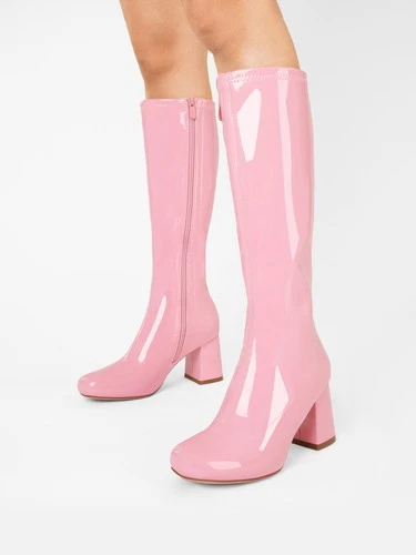 Gogo Damenstiefel eckige Zehenpartie klobiger Blockabsatz weite Wade kniehohe Stiefel - Bild 15 von 23