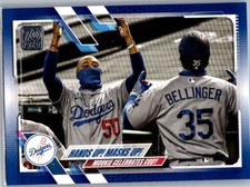 2021 Topps #303 Hands Up! Masks Up! Royal Blue