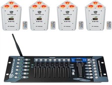  4 Rockville RF WEDGE WHITE RGBWA UV Battery Wireless DMX Up Lights Controller