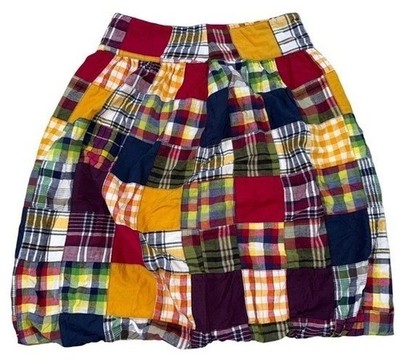 Vintage American Eagle Y2K Patchwork Madras Plaid Bubble Skirt Size 6