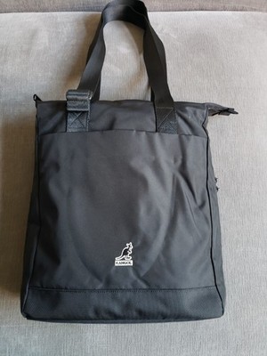 RARE - Kangol Black Double Zip Crossbody Tote Messenger Bag - EXCELLENT COND!