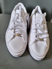  ADIDAS ORIGINALS WOMEN'S SLEEK SUPER W LEATHER WHITE TRAINERS SIZE UK 8, EU42 
