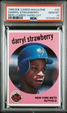 PSA 10! Pop 9! 1989 BB Cards Magazine Repli-Cards Hand Cut #26 Darryl Strawberry