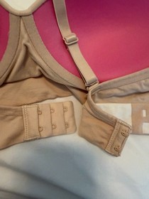 Victoria's Secret PINK Wireless Padded Racerback Logo Bra Set M B Tan/White