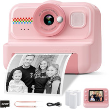 Kids Camera Instant Print, 1080P HD Instant Print Camera for Kids with 3 Rolls P