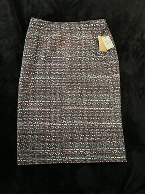 NWT Women s Halogen Black Multi Paradise Tweed Knee  Length Pencil Skirt Size 14