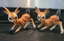 VINTAGE MCM PLASTIC BIG EYED DEER FIGURINES SET OF 2 JAPAN