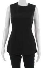 Veronica Beard Womens Black Sleeveless Tank Crew Neck 92% Polyester Size 2