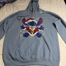 Disney Lilo  Stitch Christmas Fleece Hoodie Large NEW
