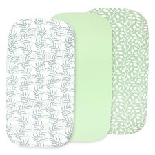 3 Pack Bedside Sleeper Bassinet Fitted Standard Bassinet 3 Pack Floral Green