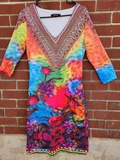 Vintage Cath.nic By Queenspark Bodycon Colorful Abstract Dress Size 10