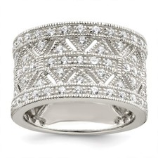 Sterling Silver Polished Cubic Zirconia Ring Size 6 for Women 7.15gm