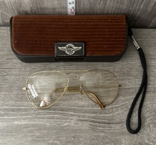 Old Vtg NOS Bausch  Lomb Aviator Gold Color Glasses and Case