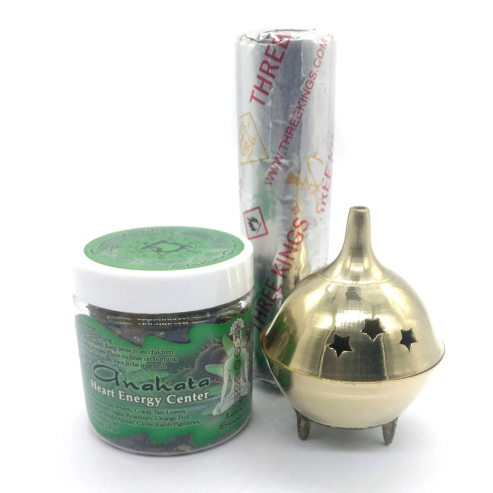 Resin Incense Burner Charcoal Combo Pack Heart Chakra Anahata Love Sensitivity - Image 2 of 4