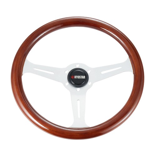 NUEVO 350mm 14" Billet Madera de Caoba Real/Microfibra Cuero Remache Volante - Imagen 9 de 86