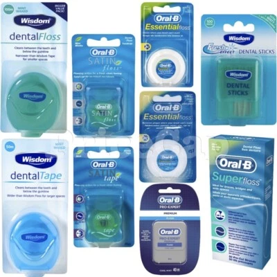 ORAL-B Wisdom Dental Floss Clean Between Flossers Satin Tape Pro Expert Wood Sticks