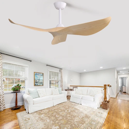 Unique Blades Ceiling Fan No Light with Remote 6 Speeds Quiet Reversible Bedroom