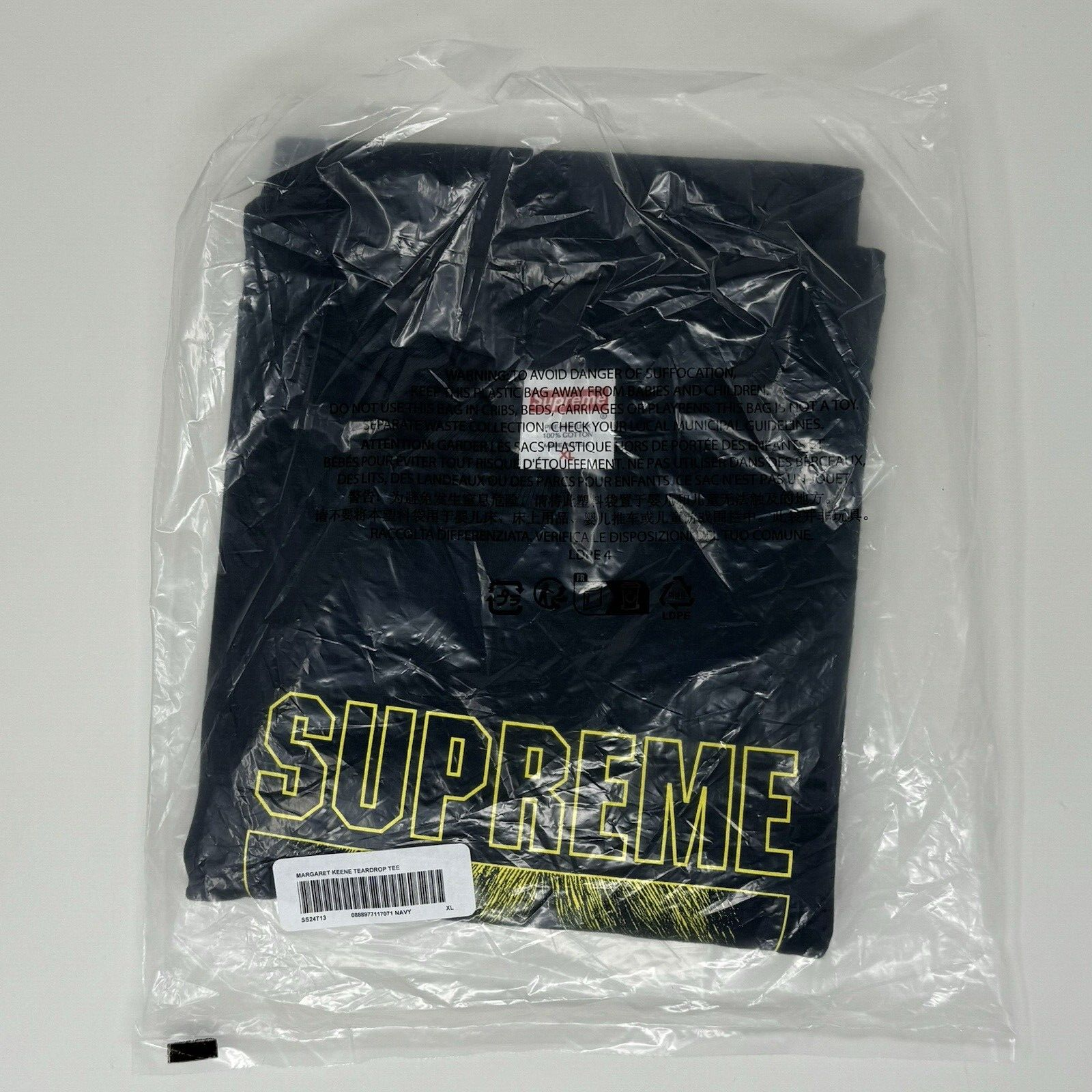 T shirt Supreme SS24 Margaret Keene Teardrop grafica blu navy uomo taglia XL