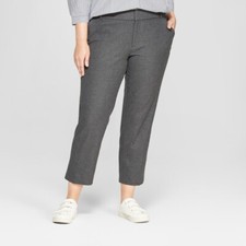 Women's Plus Size Stretch Ankle Pants - Ava  Viv Gray Dark Heather Size 26W