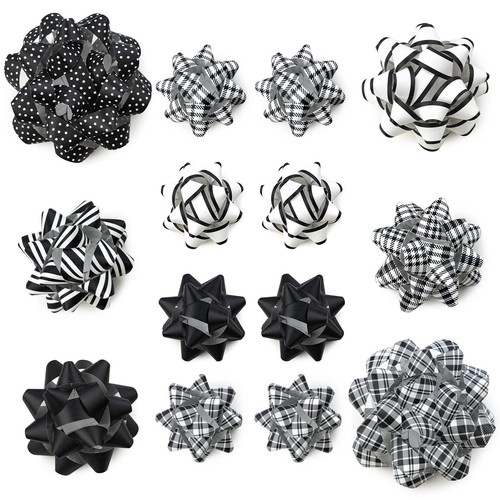Paper Christmas Gift Bow Assortment - Black and White Design for Christmas Ho... - Picture 1 of 9