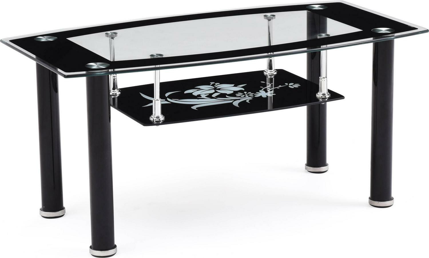 Hodedah Glass Rectangle Coffee Table, Black