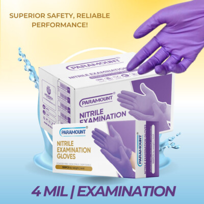 PARAMOUNT Purple Exam Nitrile Gloves Powder-Free XL 4mil 1000 PCS