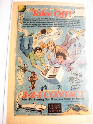 1984 Color Ad 3-2-1 Contact Public TV Science and Technology Program